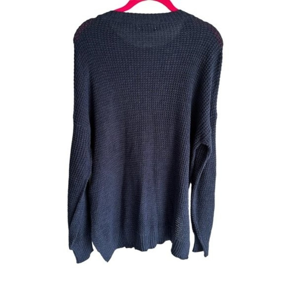 AMERICAN EAGLE Navy Blue Waffle Knit Mens Long Sleeve Sweater, S - Picture 2 of 4